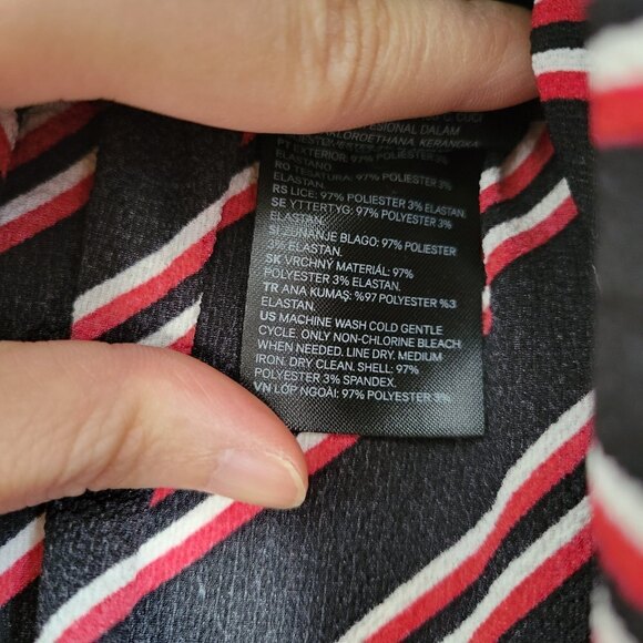 H&M Red White Striped Asymmetric Elastic Waist Band Midi Skirt Size Medium - Picture 10 of 11